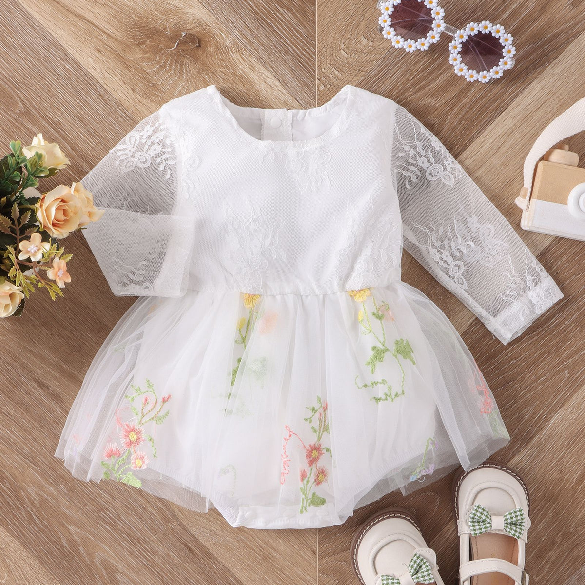 Baby Kid Girls Flower Embroidered Rompers Wholesale 24011122