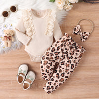 Load image into Gallery viewer, 2 Pieces Set Baby Kid Girls Solid Color Print Rompers And Flower Pants Wholesale 24011126
