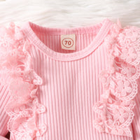 Load image into Gallery viewer, 2 Pieces Set Baby Kid Girls Solid Color Print Rompers And Flower Pants Wholesale 24011126
