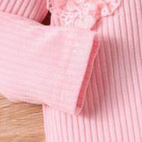 Load image into Gallery viewer, 2 Pieces Set Baby Kid Girls Solid Color Print Rompers And Flower Pants Wholesale 24011126
