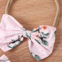 Load image into Gallery viewer, 2 Pieces Set Baby Kid Girls Solid Color Print Rompers And Flower Pants Wholesale 24011126
