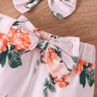 Load image into Gallery viewer, 2 Pieces Set Baby Kid Girls Solid Color Print Rompers And Flower Pants Wholesale 24011126
