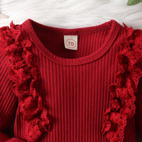 Load image into Gallery viewer, 2 Pieces Set Baby Kid Girls Solid Color Print Rompers And Flower Pants Wholesale 24011126
