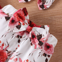 Load image into Gallery viewer, 2 Pieces Set Baby Kid Girls Solid Color Print Rompers And Flower Pants Wholesale 24011126
