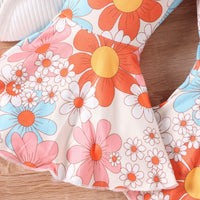 Load image into Gallery viewer, 2 Pieces Set Baby Kid Girls Solid Color Print Rompers And Flower Pants Wholesale 24011126
