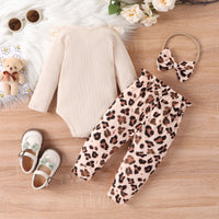 Load image into Gallery viewer, 2 Pieces Set Baby Kid Girls Solid Color Print Rompers And Flower Pants Wholesale 24011126
