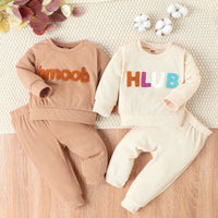 Load image into Gallery viewer, 2 Pieces Set Baby Kid Girls Color-blocking Tops And Solid Color Pants Wholesale 24011128
