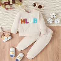 Load image into Gallery viewer, 2 Pieces Set Baby Kid Girls Color-blocking Tops And Solid Color Pants Wholesale 24011128
