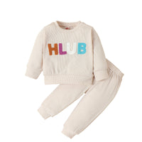 Load image into Gallery viewer, 2 Pieces Set Baby Kid Girls Color-blocking Tops And Solid Color Pants Wholesale 24011128
