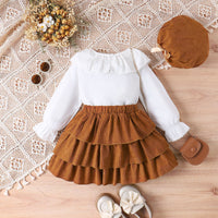 Load image into Gallery viewer, 2 Pieces Set Kid Girls Solid Color Tops And Skirts Wholesale 24011132
