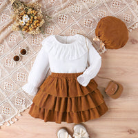 Load image into Gallery viewer, 2 Pieces Set Kid Girls Solid Color Tops And Skirts Wholesale 24011132
