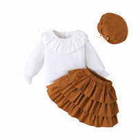 Load image into Gallery viewer, 2 Pieces Set Kid Girls Solid Color Tops And Skirts Wholesale 24011132
