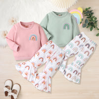 Load image into Gallery viewer, 2 Pieces Set Baby Kid Girls Rainbow Tops And Pants Wholesale 24011133
