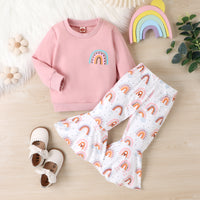 Load image into Gallery viewer, 2 Pieces Set Baby Kid Girls Rainbow Tops And Pants Wholesale 24011133
