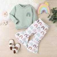 Load image into Gallery viewer, 2 Pieces Set Baby Kid Girls Rainbow Tops And Pants Wholesale 24011133
