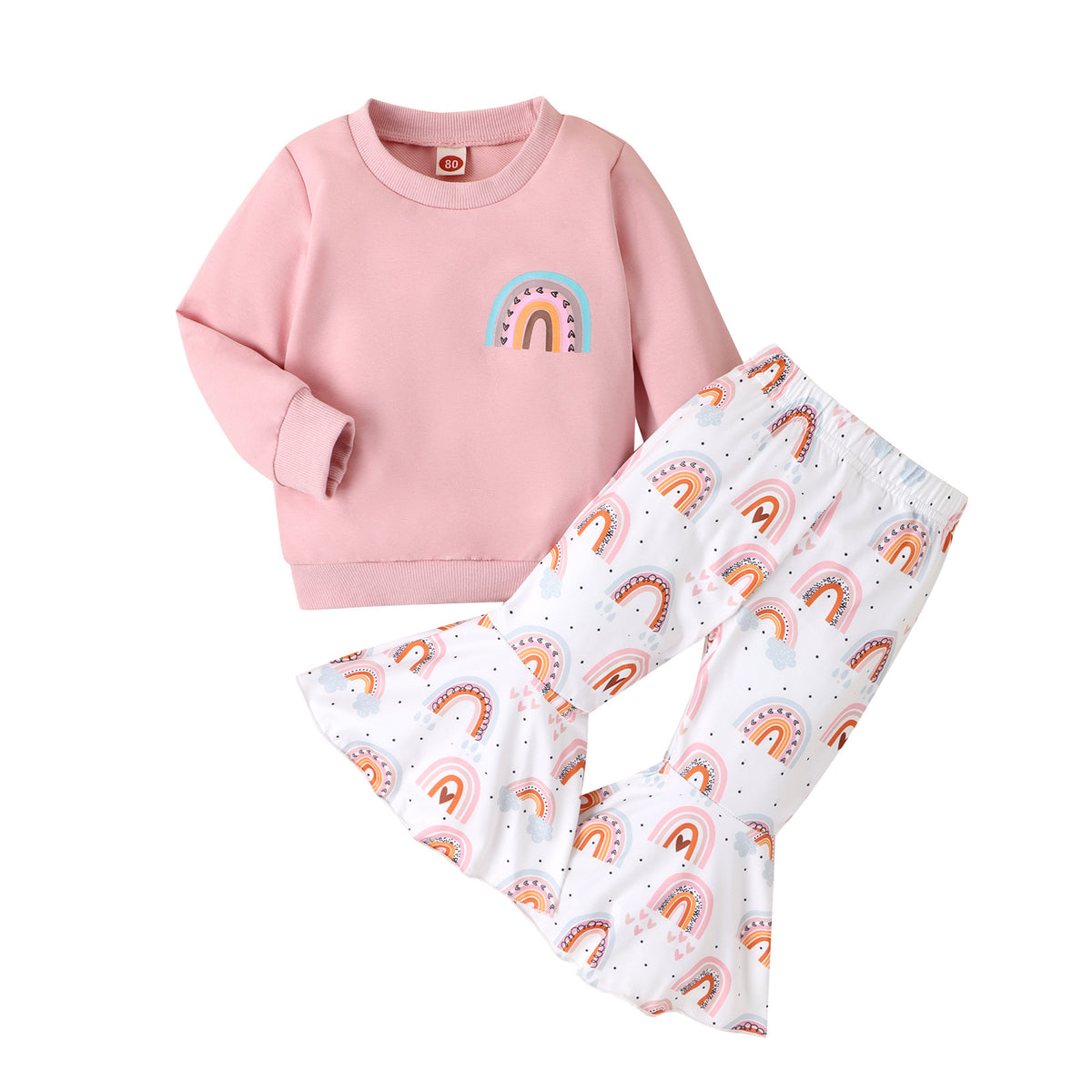 2 Pieces Set Baby Kid Girls Rainbow Tops And Pants Wholesale 24011133