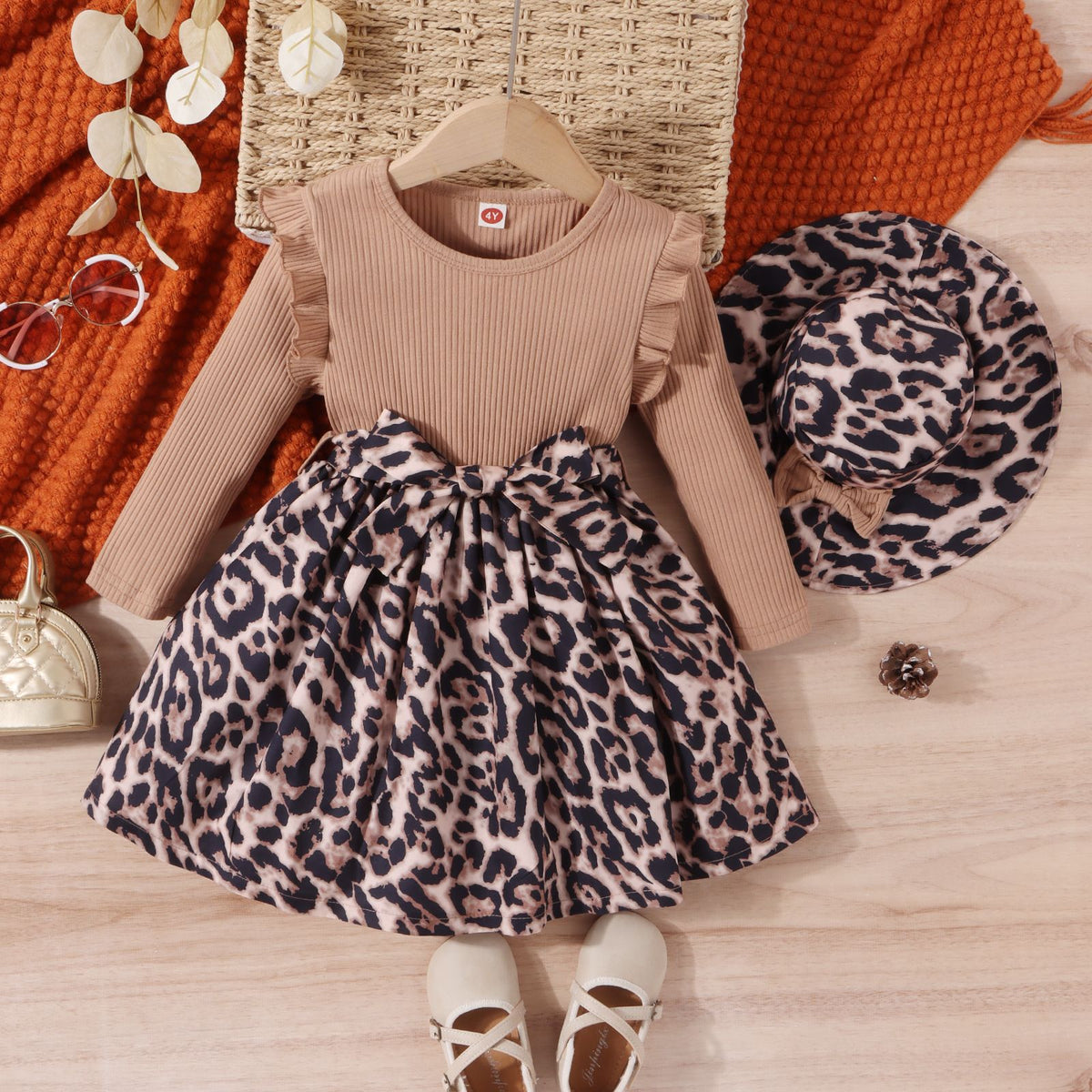 Kid Girls Leopard print Dresses Wholesale 24011135