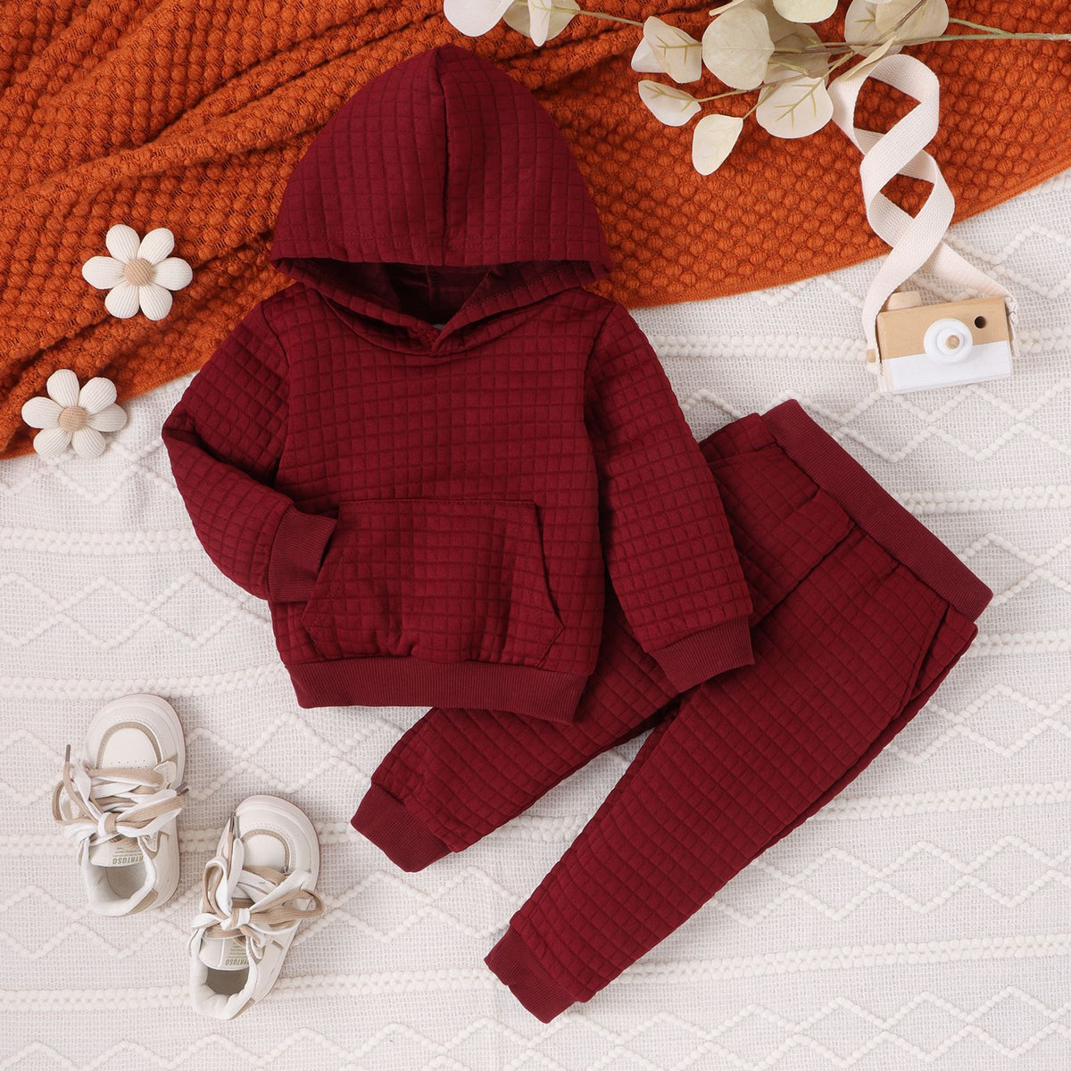 2 Pieces Set Baby Kid Girls Boys Solid Color Hoodies Sweatshirts And Pants Wholesale 24011138