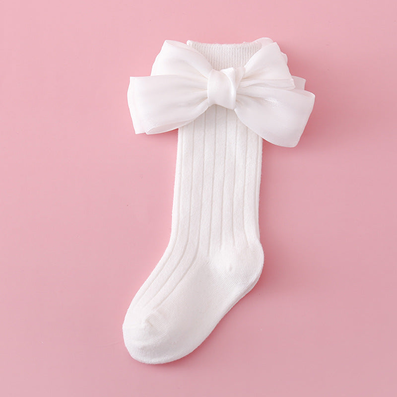 Baby Kid Girls Solid Color Bow Accessories Socks Wholesale 24011140