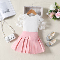 Load image into Gallery viewer, 2 Pieces Set Baby Kid Girls Solid Color Tops And Skirts Wholesale 24011151
