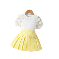 Load image into Gallery viewer, 2 Pieces Set Baby Kid Girls Solid Color Tops And Skirts Wholesale 24011151
