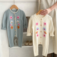 Load image into Gallery viewer, Baby Girls Flower Embroidered Jumpsuits Wholesale 24011176
