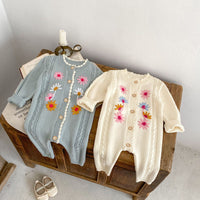 Load image into Gallery viewer, Baby Girls Flower Embroidered Jumpsuits Wholesale 24011176

