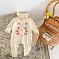 Load image into Gallery viewer, Baby Girls Flower Embroidered Jumpsuits Wholesale 24011176
