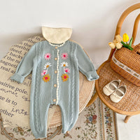Load image into Gallery viewer, Baby Girls Flower Embroidered Jumpsuits Wholesale 24011176
