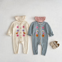 Load image into Gallery viewer, Baby Girls Flower Embroidered Jumpsuits Wholesale 24011176

