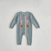 Load image into Gallery viewer, Baby Girls Flower Embroidered Jumpsuits Wholesale 24011176
