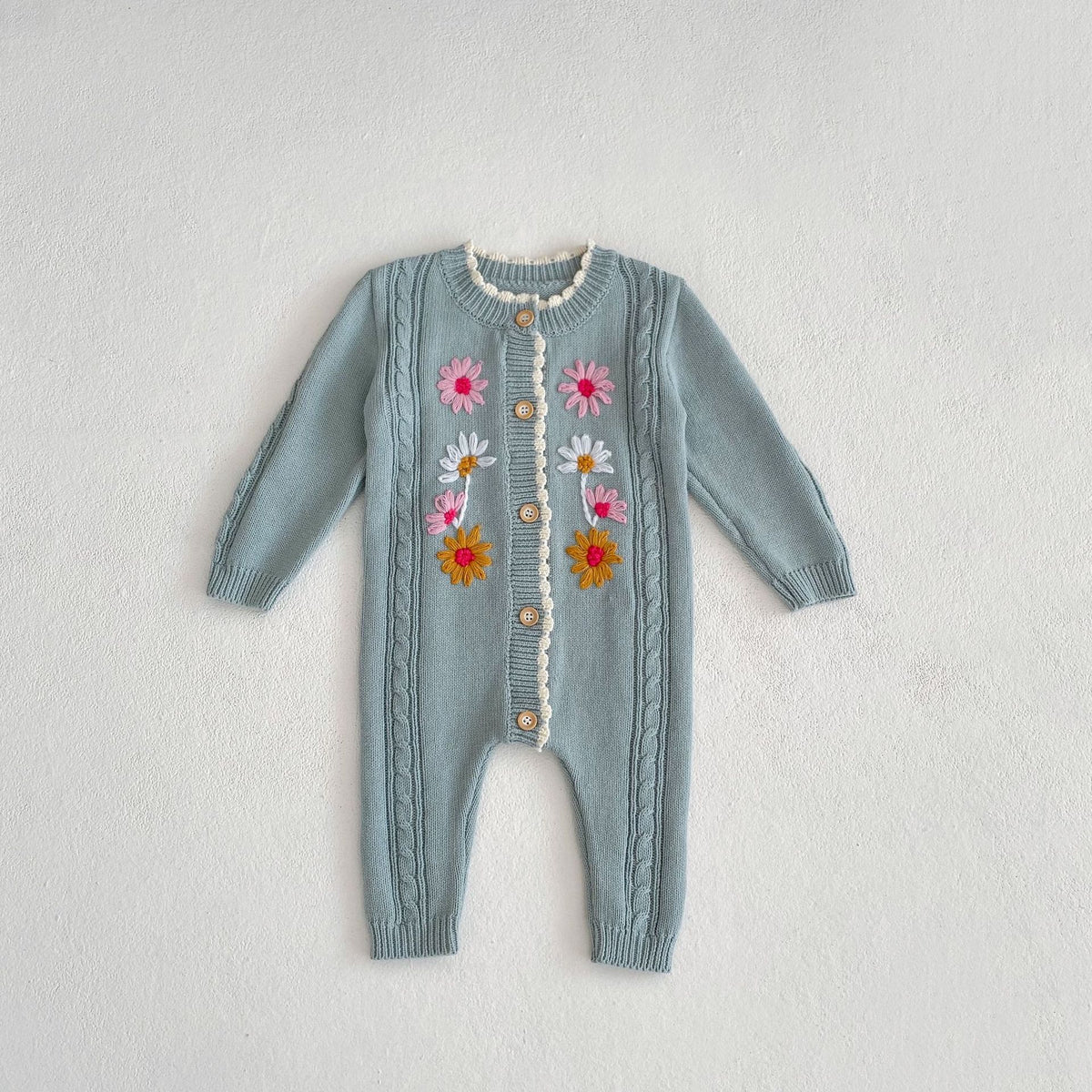 Baby Girls Flower Embroidered Jumpsuits Wholesale 24011176