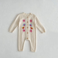 Load image into Gallery viewer, Baby Girls Flower Embroidered Jumpsuits Wholesale 24011176
