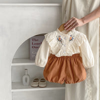 Load image into Gallery viewer, 2 Pieces Set Baby Kid Girls Flower Tops And Solid Color Shorts Wholesale 24011180
