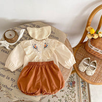 Load image into Gallery viewer, 2 Pieces Set Baby Kid Girls Flower Tops And Solid Color Shorts Wholesale 24011180
