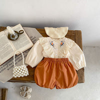 Load image into Gallery viewer, 2 Pieces Set Baby Kid Girls Flower Tops And Solid Color Shorts Wholesale 24011180
