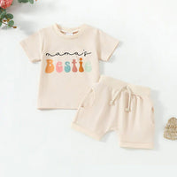 Load image into Gallery viewer, 2 Pieces Set Baby Kid Girls Boys Letters Tops And Solid Color Shorts Wholesale 24011187
