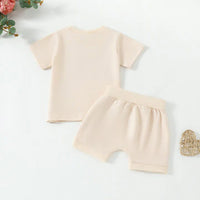 Load image into Gallery viewer, 2 Pieces Set Baby Kid Girls Boys Letters Tops And Solid Color Shorts Wholesale 24011187

