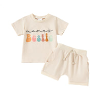 Load image into Gallery viewer, 2 Pieces Set Baby Kid Girls Boys Letters Tops And Solid Color Shorts Wholesale 24011187
