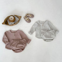 Load image into Gallery viewer, 2 Pieces Set Baby Girls Solid Color Tops And Shorts Wholesale 24011195
