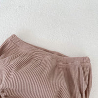 Load image into Gallery viewer, 2 Pieces Set Baby Girls Solid Color Tops And Shorts Wholesale 24011195
