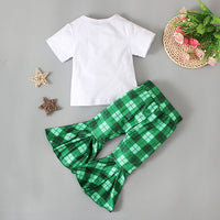 Load image into Gallery viewer, 2 Pieces Set Baby Kid Girls St Patrick&#39;s Day Letters Tops And Checked Pants Wholesale 24030105
