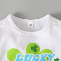 Load image into Gallery viewer, 2 Pieces Set Baby Kid Girls St Patrick&#39;s Day Letters Tops And Checked Pants Wholesale 24030105
