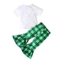 Load image into Gallery viewer, 2 Pieces Set Baby Kid Girls St Patrick&#39;s Day Letters Tops And Checked Pants Wholesale 24030105
