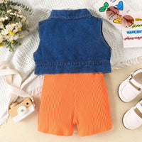 Load image into Gallery viewer, 2 Pieces Set Kid Girls Solid Color Rompers And Vests Waistcoats Wholesale 240301129
