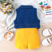 Load image into Gallery viewer, 2 Pieces Set Kid Girls Solid Color Rompers And Vests Waistcoats Wholesale 240301129
