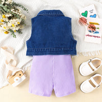 Load image into Gallery viewer, 2 Pieces Set Kid Girls Solid Color Rompers And Vests Waistcoats Wholesale 240301129

