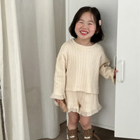 Load image into Gallery viewer, 2 Pieces Set Baby Kid Girls Solid Color Tops And Shorts Wholesale 240301130
