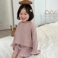 Load image into Gallery viewer, 2 Pieces Set Baby Kid Girls Solid Color Tops And Shorts Wholesale 240301130
