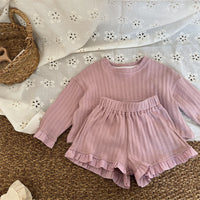 Load image into Gallery viewer, 2 Pieces Set Baby Kid Girls Solid Color Tops And Shorts Wholesale 240301130
